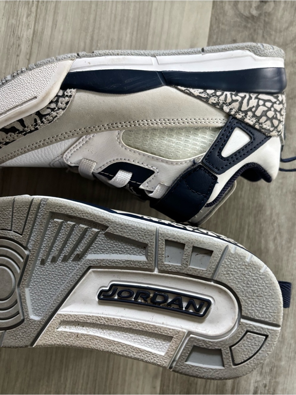 Jordan Kids White and Navy Retro-Style Sneakers
